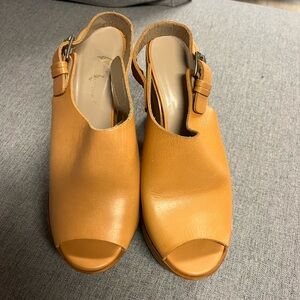 Zara Tan Peep-Toe Mules